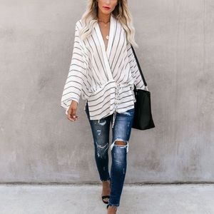 Hayden esmae stripped kimono wrap